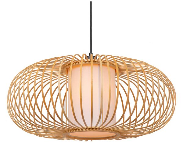 Lucide Lampada a sospensione THULINE, dimmerabile, Legno chiaro, Soggiorno / Sala da pranzo, bambù, Lampada a sospensione