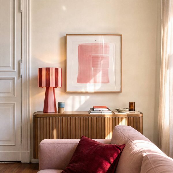 Lampada da tavolo Suly Lindby, Rosso, Soggiorno / Sala da pranzo, Tessuto / Stoffa / Seta, Giovanile, Lampada da tavolo