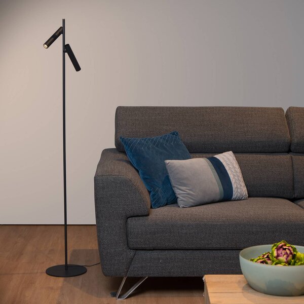 Lucide Lampada da terra PHILON, dimmerabile, Nero, Soggiorno / Sala da pranzo, Alluminio, Moderno, Lampada da terra