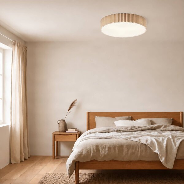Plafoniera soffitto Zoey Lindby, dimmerabile, Crema / Ambra, Soggiorno / Sala da pranzo, Tessuto / Stoffa / Seta, Moderno, Plafoniera