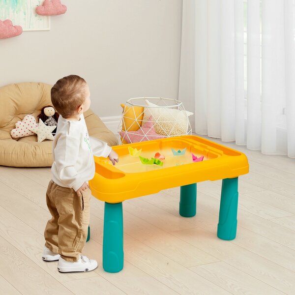 Costway Set tavolo attività 2 in 1 per bambini, Tavolo con mattoncini per interno ed esterno>