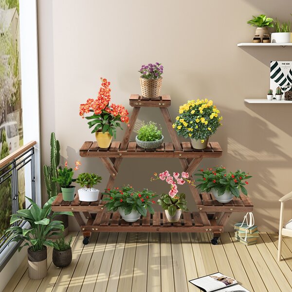 Scaffale a 3 ripiani in legno per fiori e piante Scaffale angolo per  giardino e casa Bianco - Costway