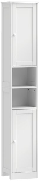 HOMCOM Colonna Bagno con 2 Ante e Ripiano Regolabile, Bianco | Aosom Italy