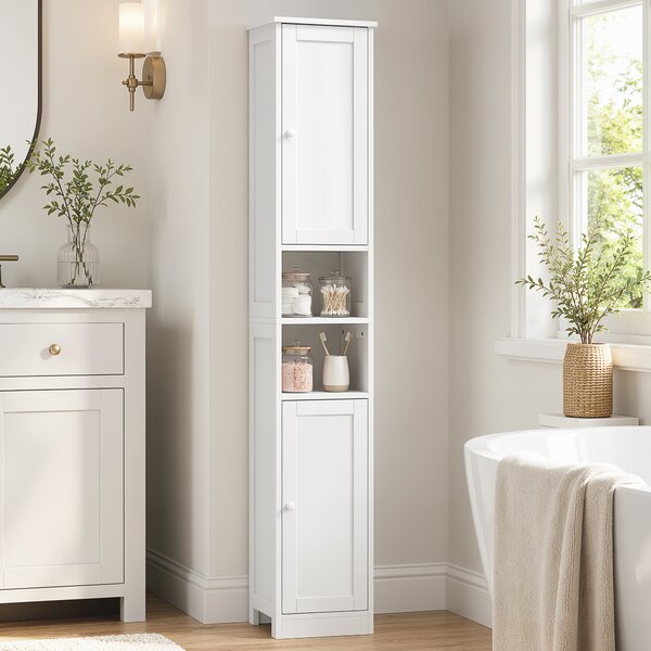 HOMCOM Colonna Bagno con 2 Ante e Ripiano Regolabile, Bianco | Aosom Italy