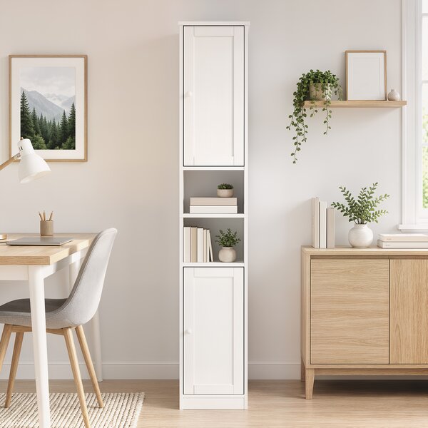 HOMCOM Colonna Bagno con 2 Ante e Ripiano Regolabile, Bianco | Aosom Italy