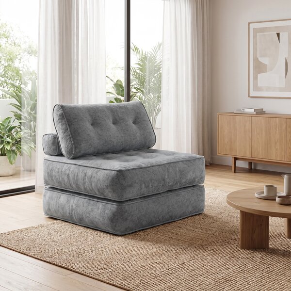 HOMCOM Poltrona Letto 3 in 1 con 2 Cuscini 95x220 cm, Grigio Chiaro | Aosom Italy
