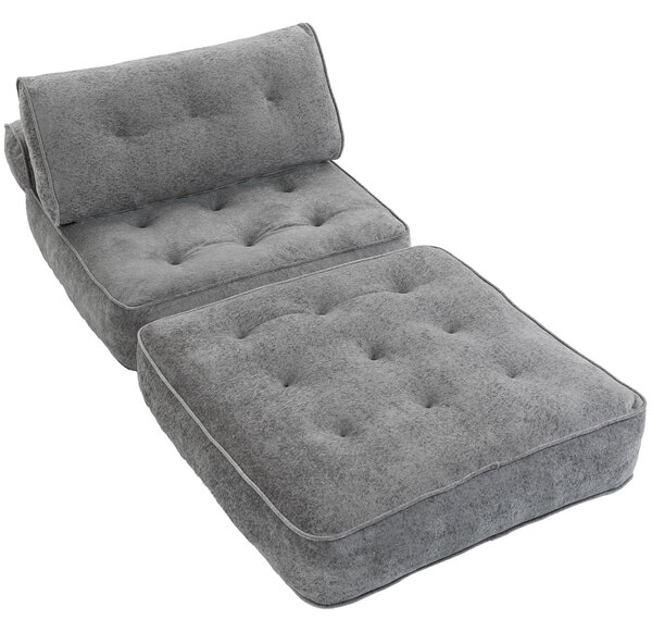 HOMCOM Poltrona Letto 3 in 1 con 2 Cuscini 95x220 cm, Grigio Chiaro | Aosom Italy