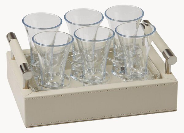 Set vassoio in similpelle con 6 bicchierini da shot Waves