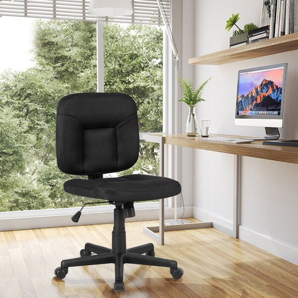 Costway Sedia ergonomica con schienale basso e supporto regolabile, Sedia a  rete senza braccioli per ufficio e casa Nero>
