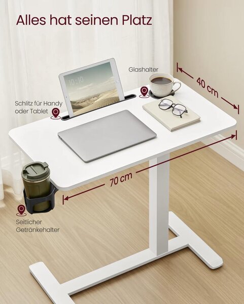 Lavoratore da terra Tavolino per laptop Regolabile in altezza Con rotelle Tavolino da bicicletta Tavolino ausiliario
