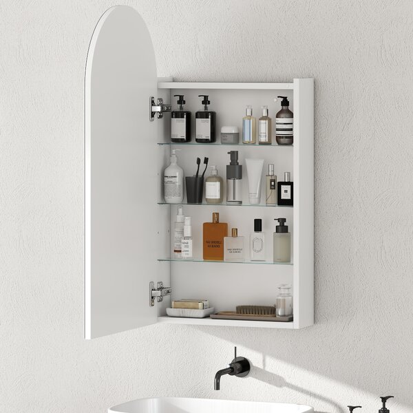 HOMCOM Armadio da Bagno con Specchio e Ripiani in Vetro Regolabili, Bianco | Aosom Italy