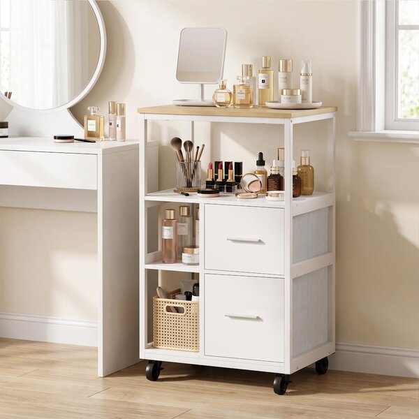 HOMCOM Carrello da Cucina con Ruote, 2 Cassetti e Scomparto Aperto, Bianco | Aosom Italy