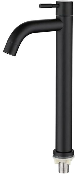 Rubinetto per lavabo - Rubinetto in acciaio inossidabile per acqua fredda, con una sola maniglia - Elegante design retrò, colore nero opaco. Rubinetto per bagno, toilette o lavabo (modello L)