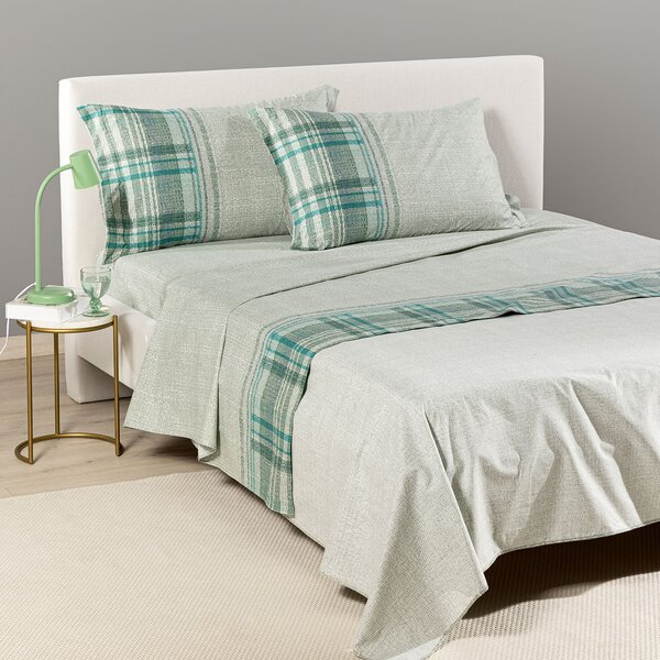 Completo Lenzuola PIAZZA E MEZZA Cottage GIADA Cotone Caleffi