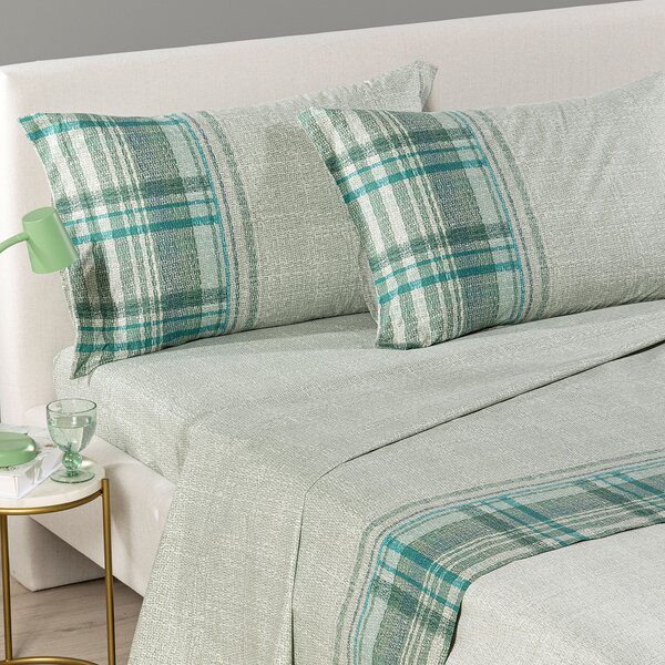 Completo Lenzuola PIAZZA E MEZZA Cottage GIADA Cotone Caleffi
