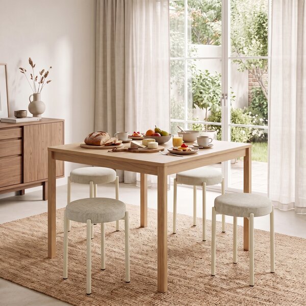 HOMCOM Set 4 Sgabelli Impilabili Rotondi con Seduta Imbottita, 45x45x47,5 cm, Crema | Aosom Italy