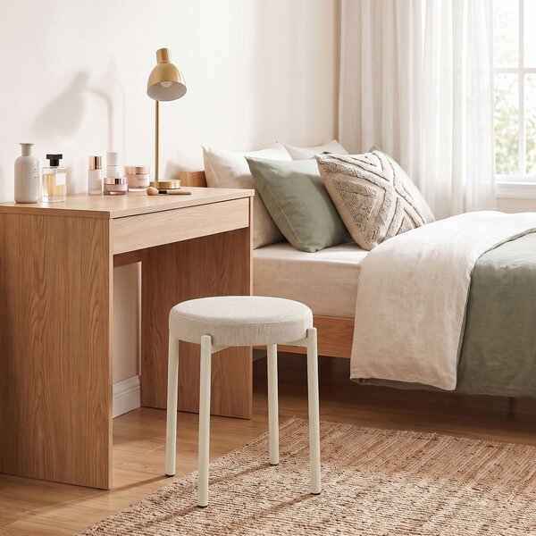 HOMCOM Set 4 Sgabelli Impilabili Rotondi con Seduta Imbottita, 45x45x47,5 cm, Crema | Aosom Italy