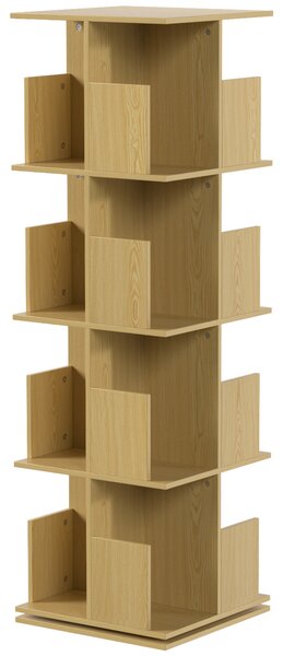 HOMCOM Libreria Girevole a 4 Livelli con 16 Scomparti, 39x39x128,3 cm, Rovere | Aosom Italy