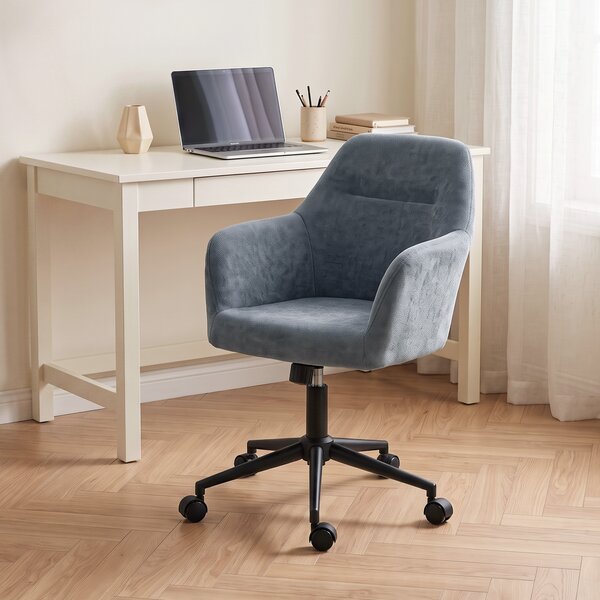 HOMCOM Sedia da Ufficio Ergonomica in Ciniglia con Altezza Regolabile e Basculante, Blu | Aosom Italy