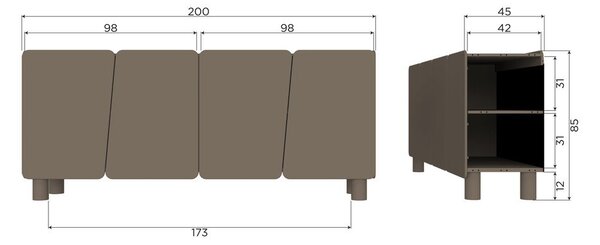 Credenza marrone in pino massiccio 200x85x45 cm Root – WOOOD