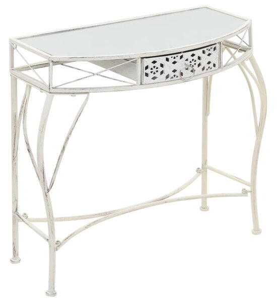 Tavolino Laterale in Stile Francese in Metallo 82x39x76 Bianco