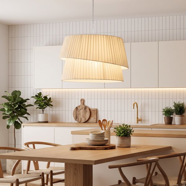 HOMCOM Lampada a Sospensione con Paralume Doppio e Altezza Regolabile, Bianco | Aosom Italy