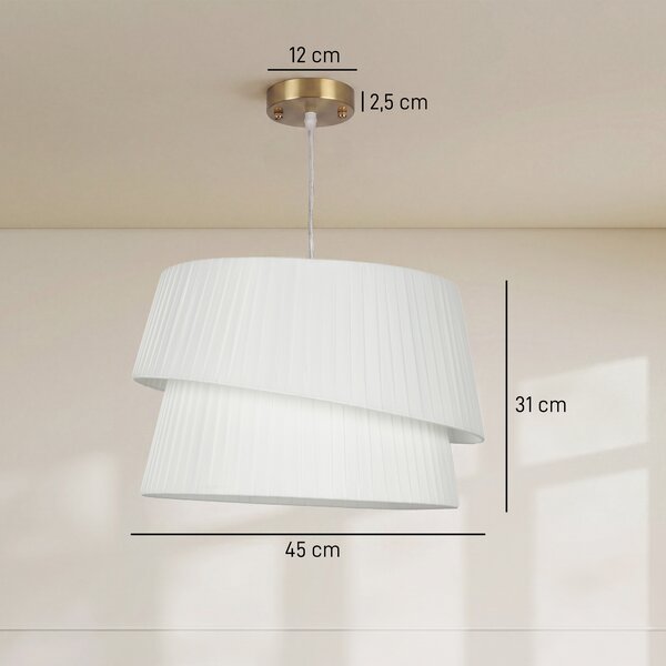 HOMCOM Lampada a Sospensione con Paralume Doppio e Altezza Regolabile, Bianco | Aosom Italy