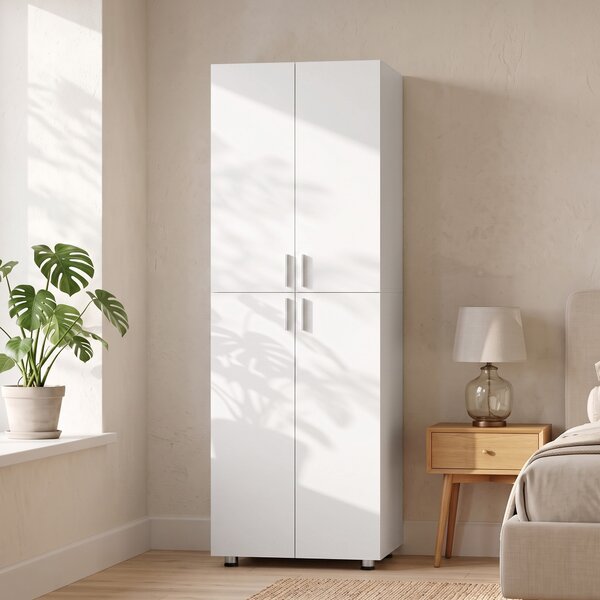 HOMCOM Armadio Guardaroba con 4 Ante, 180 cm, Bianco | Aosom Italy