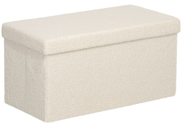 HOMCOM Panca Contenitore 84 L Pieghevole e Imbottita in Tessuto Teddy, 76x38x38 cm, Crema | Aosom Italy
