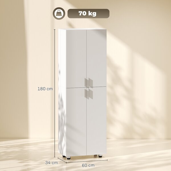 HOMCOM Armadio Guardaroba con 4 Ante, 180 cm, Bianco | Aosom Italy