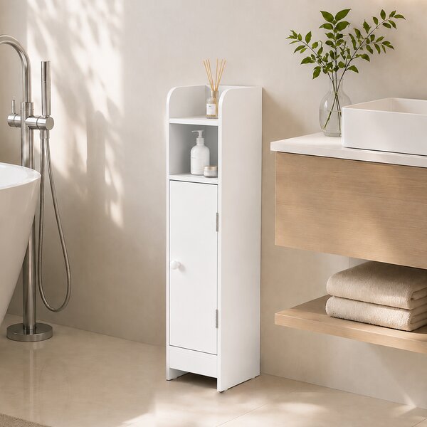 HOMCOM Mobile Bagno Stretto Salvaspazio, Bianco | Aosom Italy