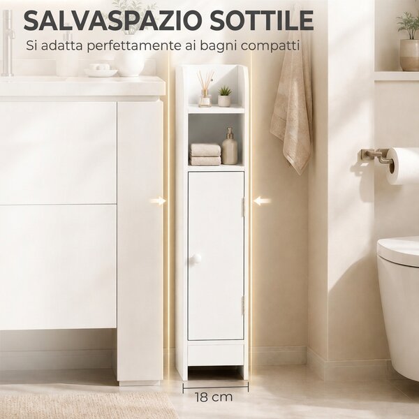 HOMCOM Mobile Bagno Stretto Salvaspazio, Bianco | Aosom Italy
