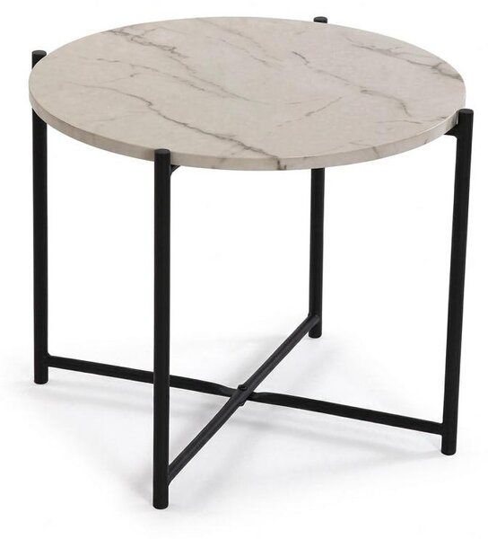 Tavolino Rotondo da Salotto Moderno Design Elegante Casa Soggiorno 51x40cm - Colore: EFFETTO MARMO