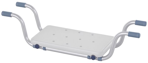 HOMCOM Sedile per Vasca in Lega di Alluminio e Plastica, Mensola per Vasca da Bagno Larghezza Regolabile 71-81cm, Max. Carico 136kg|Aosom