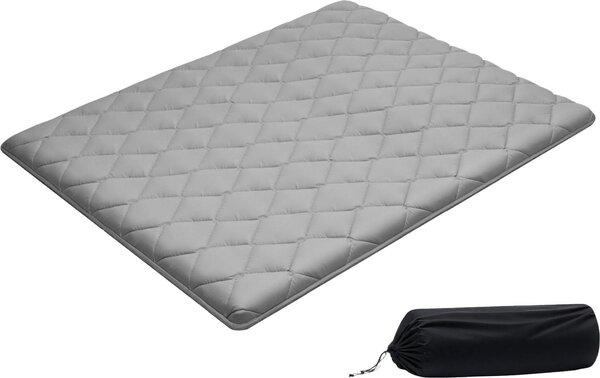 Materasso futon giapponese - Materasso tatami - 203 x 152 x 8,9 cm - Pieghevole - 9 strati - Con sacca di conservazione e materiale di fissaggio - Per meditazione e yoga - Grigio