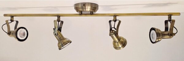 OLD 4 BINARIO PARETE SOFFITTO METALLO BRUNITO FARETTI DIREZIONABILE A LED SOSTITUIBILI