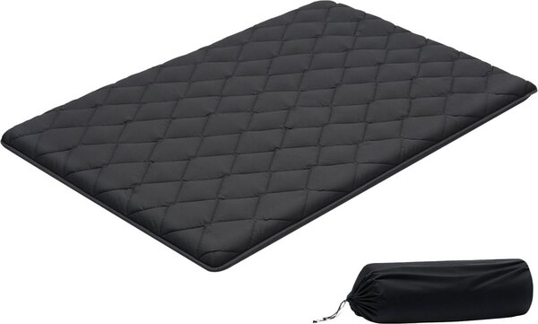 Materasso futon giapponese - Materasso tatami - 203,2 x 137,2 x 8,9 cm - 9 strati - Pieghevole - Con borsa per il trasporto e fissaggio - Per yoga e meditazione - Nero