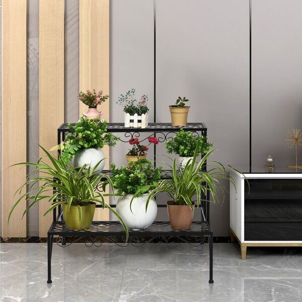 Costway Scaffale espositivo di metallo con 3 livelli per piante