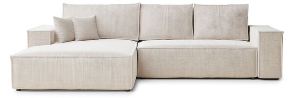 Divano angolare color crema allungabile/con contenitore (con penisola a sinistra/con chaise lounge) con rivestimento in ciniglia Maze – Maison de Rêve