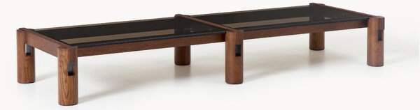Tavolino da salotto in legno di quercia con piano in vetro Rory, larg. 206 cm