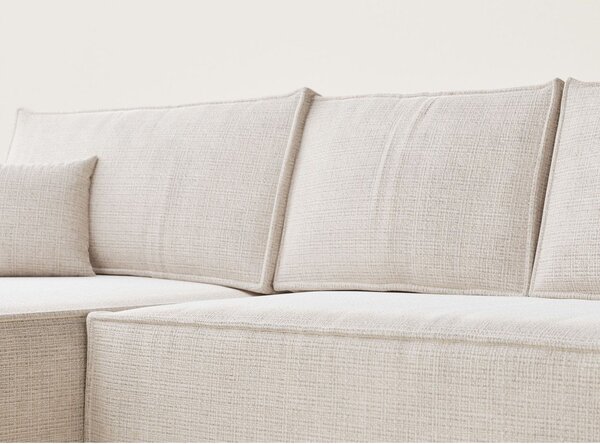 Divano angolare color crema allungabile/con contenitore (con penisola a sinistra/con chaise lounge) con rivestimento in ciniglia Maze – Maison de Rêve