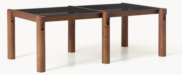 Tavolo in legno di quercia con piano in vetro Rory, varie misure