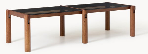 Tavolo in legno di quercia con piano in vetro Rory, varie misure