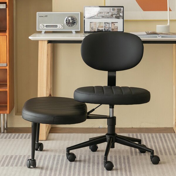Sedia da ufficio okwish con design innovativo e integrato, girevole a 360°, regolabile in altezza, ideale per soggiorno e ufficio, colore nero