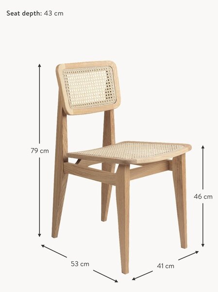 Sedia in legno di quercia con intreccio viennese C-Chair