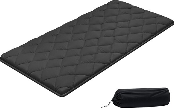 Materasso futon giapponese - Materasso da pavimento tatami - Pieghevole - Letto singolo 203,2 x 99,1 x 8,9 cm - 9 strati - Borsa per riporre - Materiale di fissaggio - Meditazione e yoga - Nero