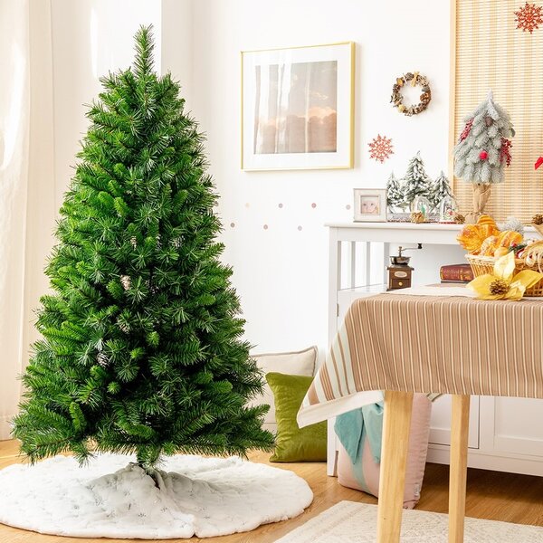 Costway Albero di Natale 150 cm artificiale con cerniera e 456 rami, Albero di Natale in nuovo PVC per uso domestico>