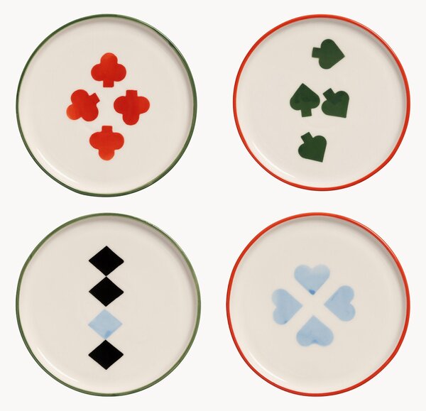 Set di 4 piatti da dessert dipinti a mano Deck