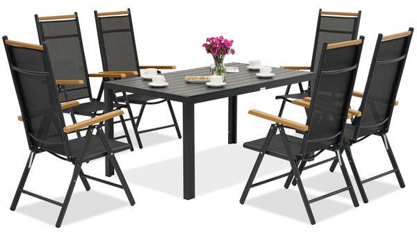 Mobili da giardino in alluminio per 6 persone Verona Wood polywood Garden Point nero