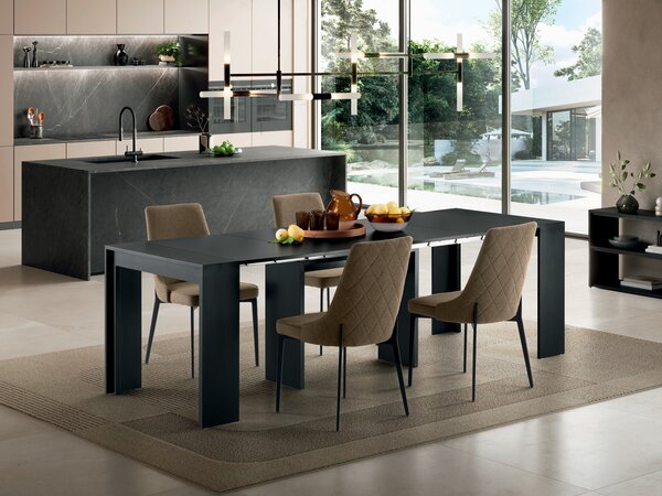 Consolle Allungabile Segmenta 110x42,5/297,5x78 cm in MDF Laccato Nero Opaco